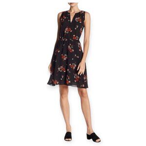 Rebecca Taylor Marguerite Sleeveless Black Floral Bohemian Summer Dress Size 6